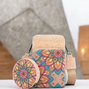 Dual zipper crossbody cellphone purse with detachable coin purse